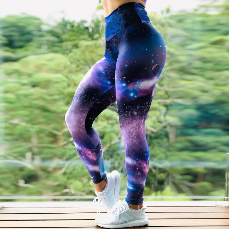 Fitness High Elastic Sports Leggings Training Abstract Ink Pattern High Waist Yoga Leggings EHAD +