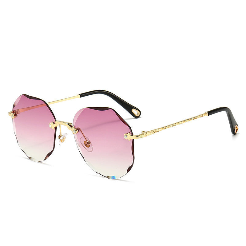 Polygonal Sunglasses Women Rimless Trimmed Sunglasses EHAD +