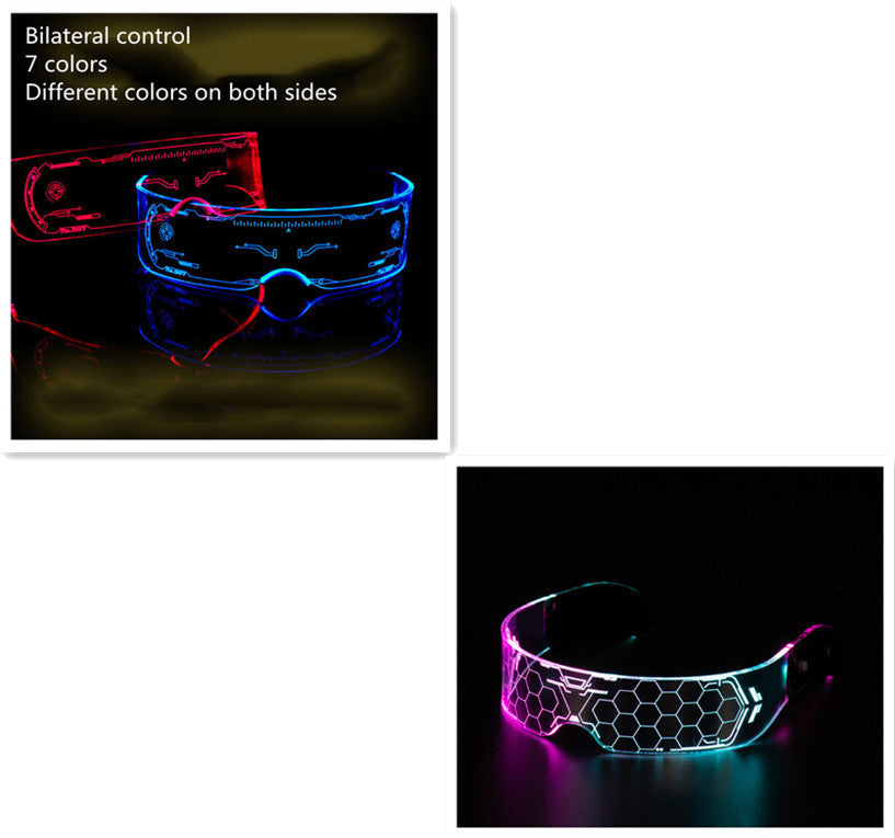 LED Luminous Glasses Party Bar Disco Punk Glasses Futuristic Style Festival Goggles Decoration Gifts EHAD +