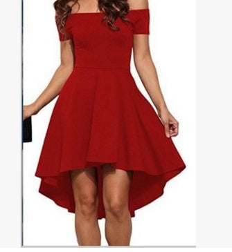 One Shoulder Short Sleeve And Large Swallowtail Skirt EHAD +