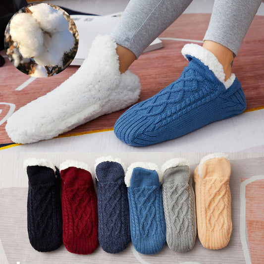 Winter Woolen Socks Women Thicken Warm Home Bedroom Socks Slippers Men Non-slip Foot Warmer Snow Socks Calcetines Mujer EHAD +
