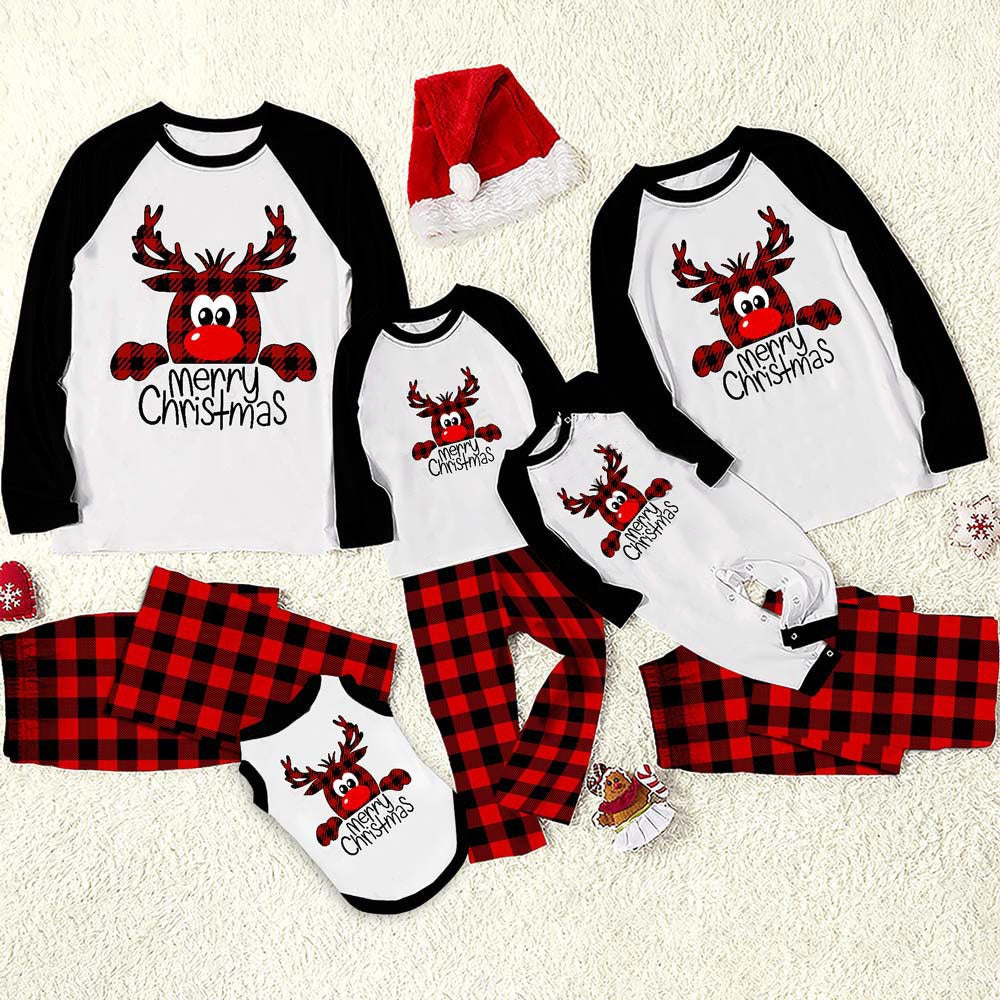 Family Christmas Pajamas Matching Sets Christmas Sleepwear Parent-Child Pjs Outfit For Christmas Holiday Xmas Party EHAD +