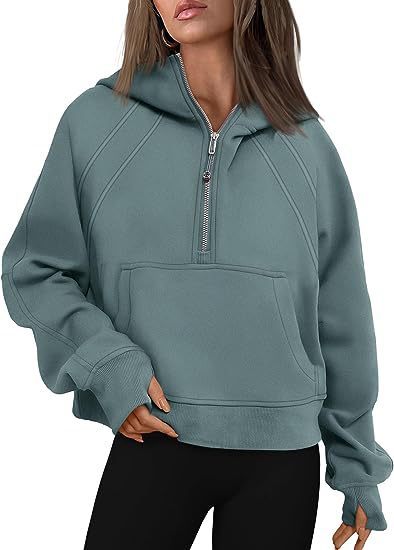 Zipper Hoodies Sweatshirts With Pocket Loose Sport Tops Long Sleeve Pullover Sweaters Winter Fall Outfits Women Clothing EHAD +