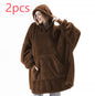 Hoodie Sweatshirt With Big Pocket Tops Sweater Comfortable Loose Double-Sided Fleece Thicker Wearable Blanket EHAD +
