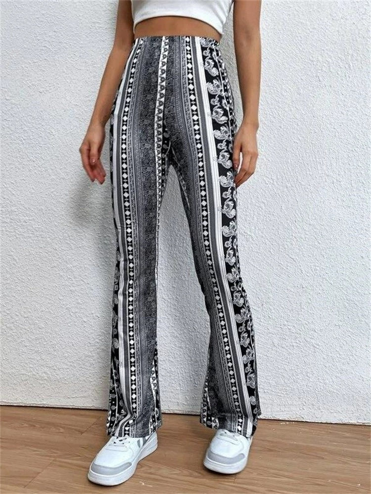 High Elastic Tight Pants Slim Sexy Print Trousers Womens Clothing EHAD +