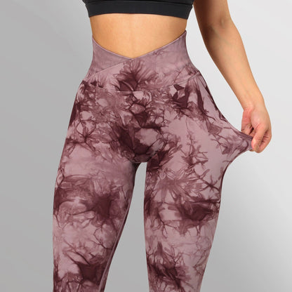 Seamless Tie Dye Leggings Women Yoga Pants Push Up Sport Fitness Running Gym Leggings EHAD +