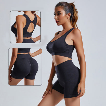 2pcs Yoga Set Women's Vest And Shorts Tracksuit Seamless Workout Sportswear Gym Clothing High Waist Leggings Fitness Sports Suits EHAD +