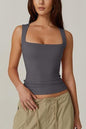 Summer Square-neck Tank Vest Ins Fashion Slim Solid Sleeveless Tops For Women Clothing EHAD +