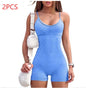 Spaghetti Strap Shorts Jumpsuit Sports Yoga Workout Tight Romper Women Fashion Fitness Sportwear EHAD +