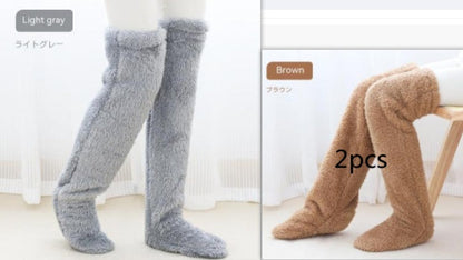 Over Knee High Fuzzy Long Socks Winter Warm Cold Leg Knee Joint Cold-proof Stockings Home Floor Sleeping Socks EHAD +