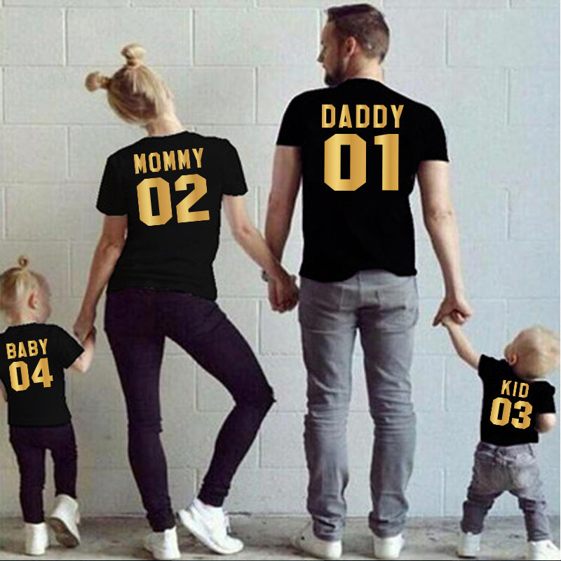 Parent-child Short-sleeved T-shirt Family Top EHAD +