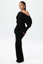Ins Slim Long Sleeve Knitted Dress Evening Party Sexy Off-shoulder Bodycon Long Dresses EHAD +
