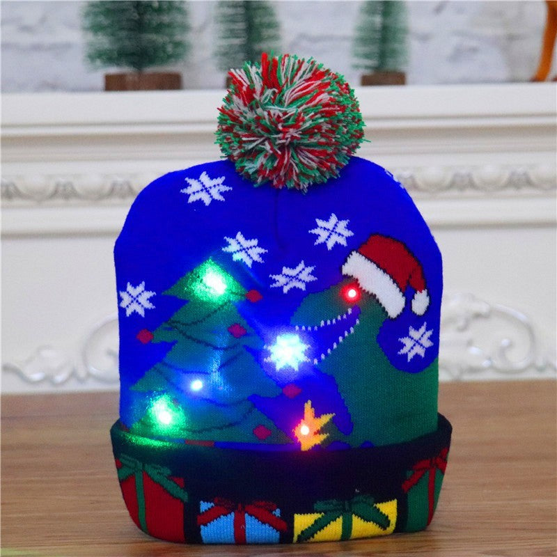 LED Christmas Hat Sweater Knitted Beanie Christmas Light Up Knitted Hat Christmas Gift  Kids Xmas New Year Decorations EHAD +