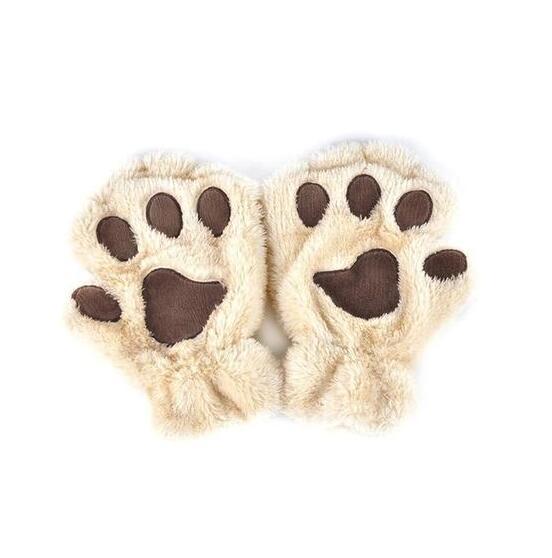 Winter Lovely Half Cover Paw Bear Cat Claw Gloves Short Finger EHAD +
