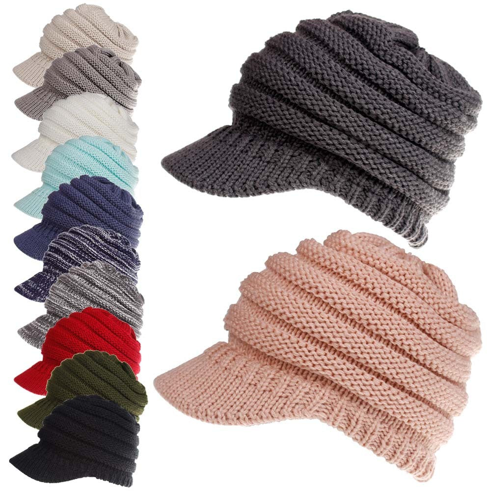 Women Ponytail Beanies Autumn Winter Hats Female Soft Knitting Caps Warm Ladies Skullies EHAD +
