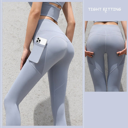 Gym Sport Seamless Leggings With Pockets Push Up High Waist Pants Women Fitness Running Yoga Pants Gym Sport Seamless Leggings EHAD +