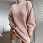 Solid Turtleneck Long Sweater Winter Warm Women Sweater Dress EHAD +