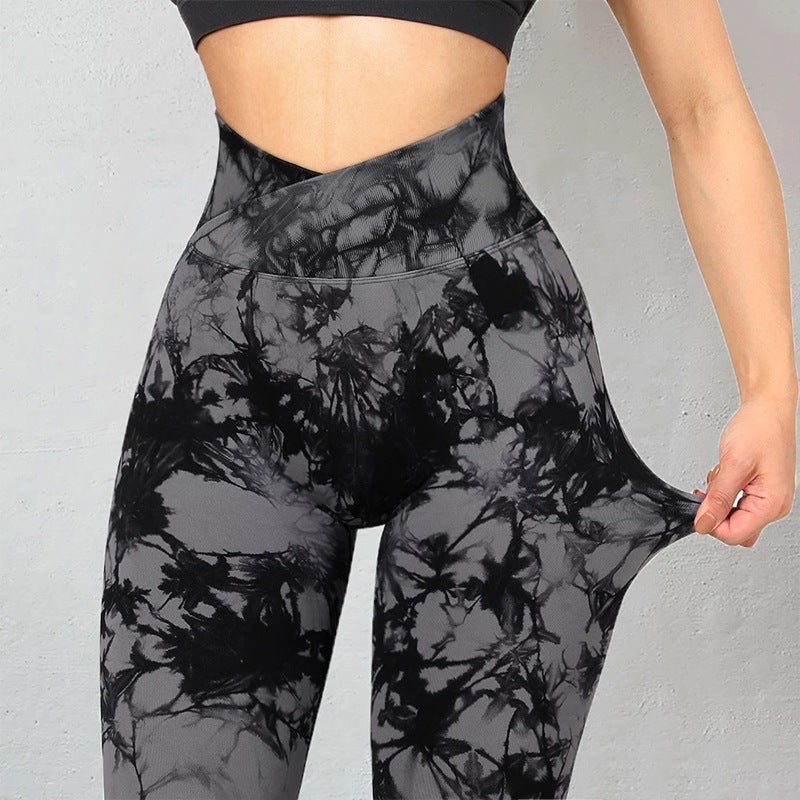 Seamless Tie Dye Leggings Women Yoga Pants Push Up Sport Fitness Running Gym Leggings EHAD +