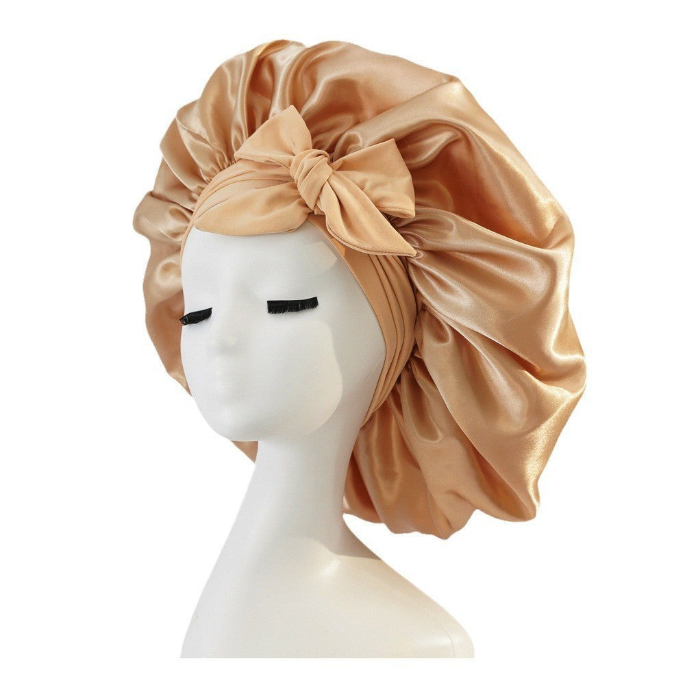 New Silk Bonnet For Sleeping Women Satin Bonnet Hair Bonnet Night Sleep Cap Scarf Wrap For Curly Hair With Tie Band For Curly Hair EHAD +