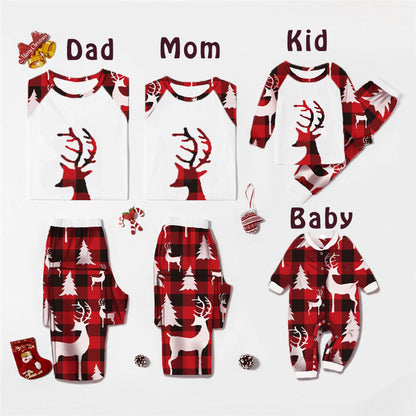 Christmas European And American Christmas Deer Head Print Parent-child Home Service Suit EHAD +