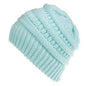 Mixed Color Knitted Wool Hat Ladies Non-labeled Ponytail Hat EHAD +