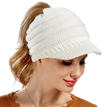 Women Ponytail Beanies Autumn Winter Hats Female Soft Knitting Caps Warm Ladies Skullies EHAD +