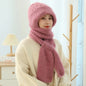 Women's Fleece-lined Scarf And Hat Winter Warm Knitted Hat Scarf EHAD +