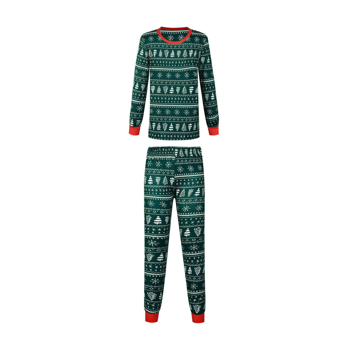 Christmas Print Contrast Color Parent-child Home Service Suit EHAD +