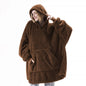 Hoodie Sweatshirt With Big Pocket Tops Sweater Comfortable Loose Double-Sided Fleece Thicker Wearable Blanket EHAD +