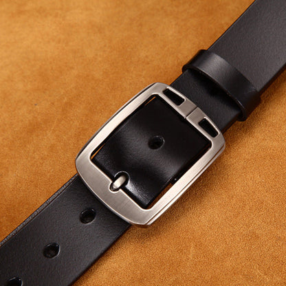 Leather Cowskin Vintage Jean Belt Pin Buckle Simple Men's Belt Wide EHAD +