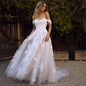 Lace Wedding Dresses Off The Shoulder Appliques A-Line Bride Dress Princess Wedding Gown Bridal Dress EHAD +