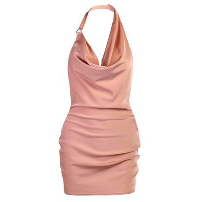 Satin Party Dress V Neck Backless Mini Sleeveless Summer Party Dress EHAD +