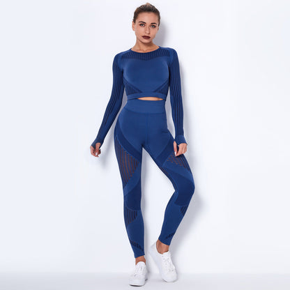 Seamless Knitted Absorbent Yoga Long-Sleeved Suit Yoga Wearsuit EHAD +