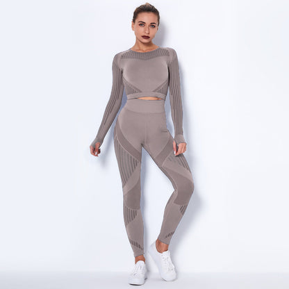 Seamless Knitted Absorbent Yoga Long-Sleeved Suit Yoga Wearsuit EHAD +