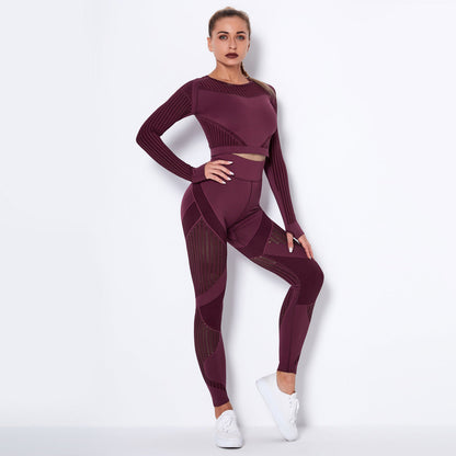Seamless Knitted Absorbent Yoga Long-Sleeved Suit Yoga Wearsuit EHAD +