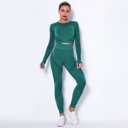 Seamless Knitted Absorbent Yoga Long-Sleeved Suit Yoga Wearsuit EHAD +