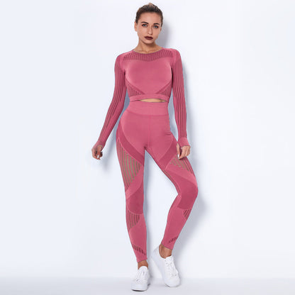 Seamless Knitted Absorbent Yoga Long-Sleeved Suit Yoga Wearsuit EHAD +