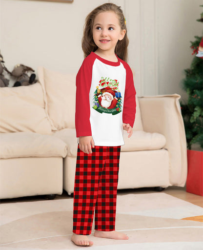 Christmas Parent-Child Clothes Set Long Sleeve T-Shirt Plaid Pants Family Matching Pajamas EHAD +
