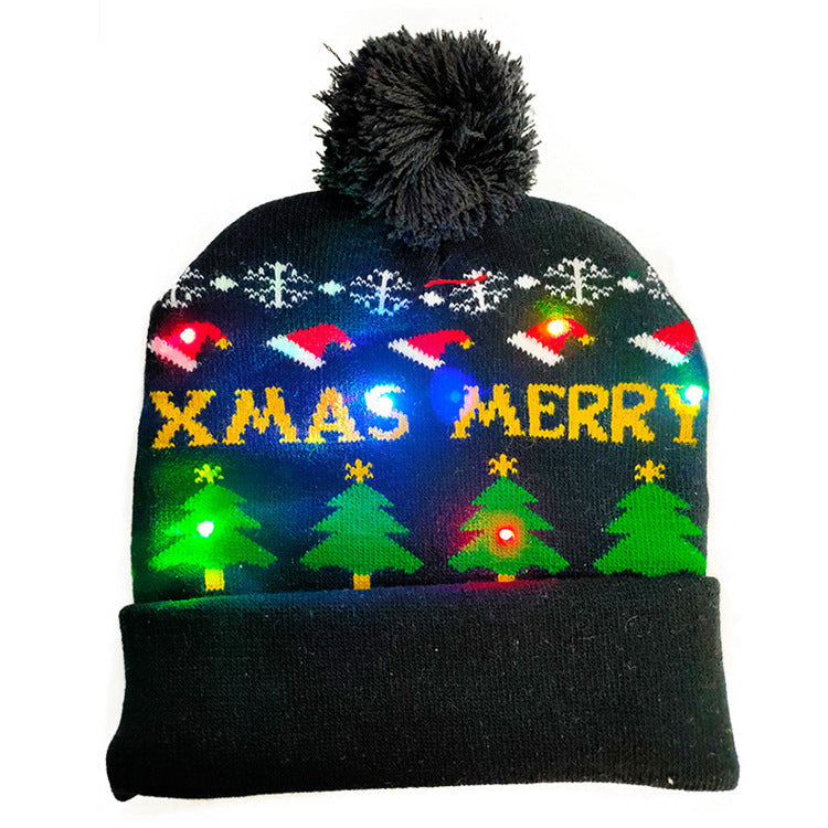 LED Christmas Hat Sweater Knitted Beanie Christmas Light Up Knitted Hat Christmas Gift  Kids Xmas New Year Decorations EHAD +