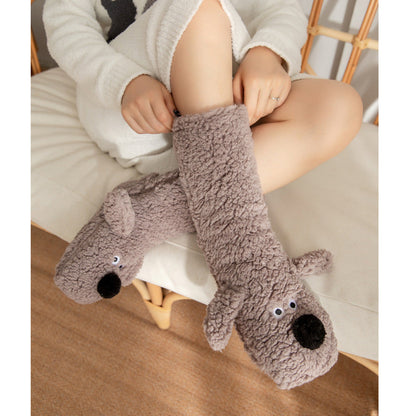 Cute Cartoon Dog Floor Socks Winter Warm Non-slip Plush Socks For Women EHAD +