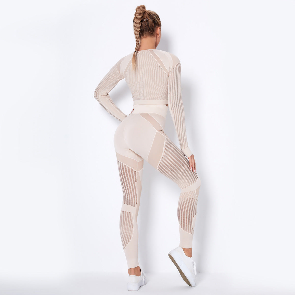Seamless Knitted Absorbent Yoga Long-Sleeved Suit Yoga Wearsuit EHAD +