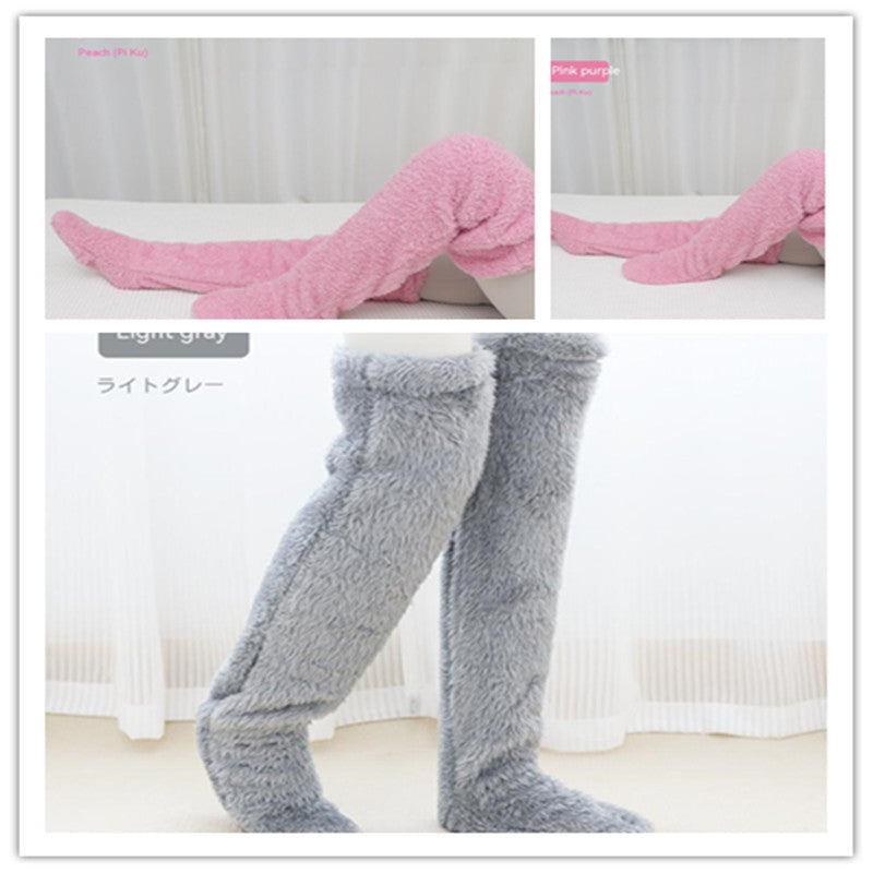 Over Knee High Fuzzy Long Socks Winter Warm Cold Leg Knee Joint Cold-proof Stockings Home Floor Sleeping Socks EHAD +
