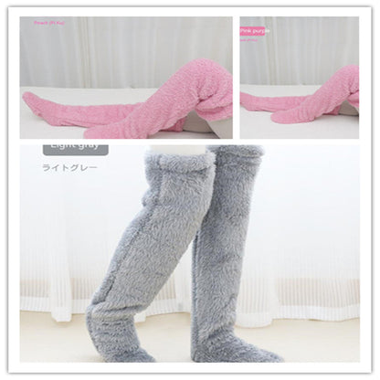 Over Knee High Fuzzy Long Socks Winter Warm Cold Leg Knee Joint Cold-proof Stockings Home Floor Sleeping Socks EHAD +