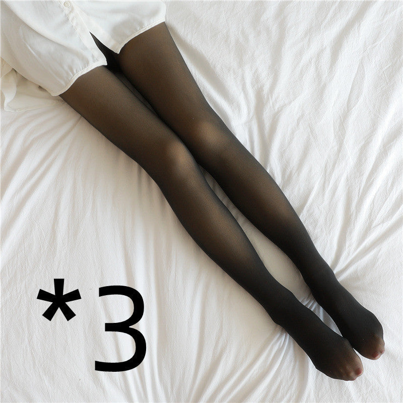 Fake Translucent Plus Size Leggings Fleece Lined Tights Fall And Winter Warm Fleece Pantyhose Women Fleece Lined Pantyhose Thermal Winter Tights EHAD +