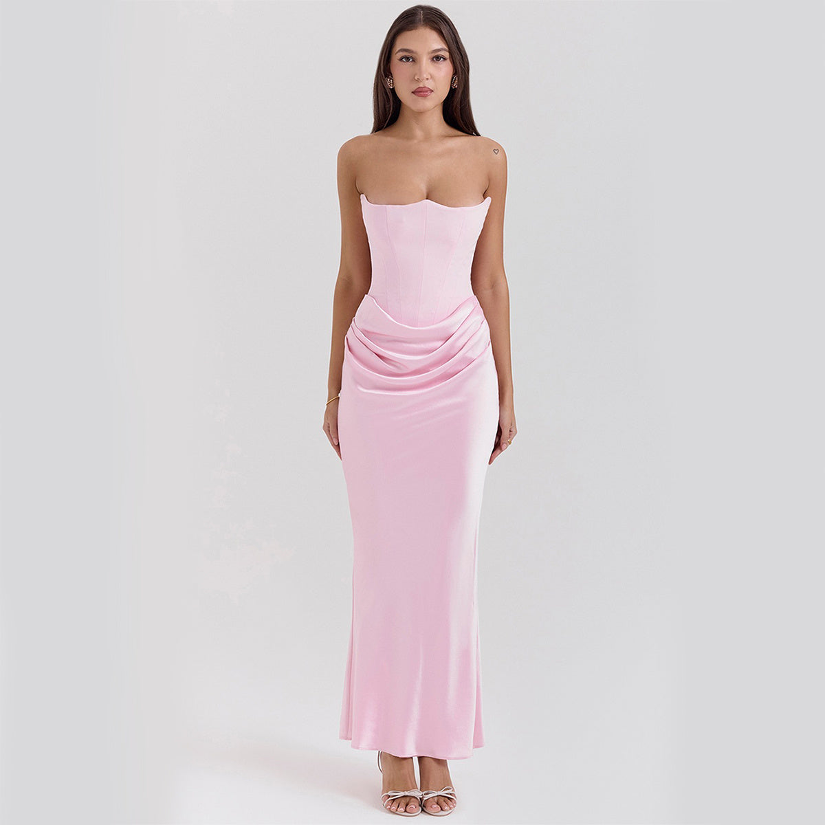 Slim Tube Top Long Dress Sexy Fashion Bandeau Backless Party Evening Dresses For Women Clothing EHAD +
