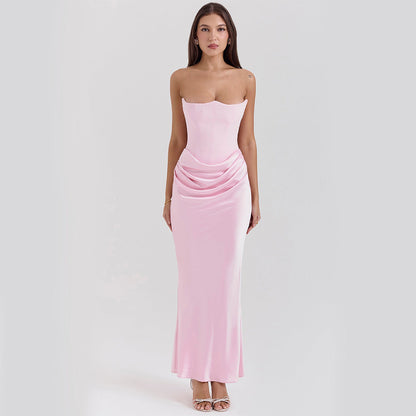 Slim Tube Top Long Dress Sexy Fashion Bandeau Backless Party Evening Dresses For Women Clothing EHAD +