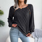 Square Neck Knitted Sweater With Button Design Winter Warm Long Sleeve Tops Women's Clothing EHAD +