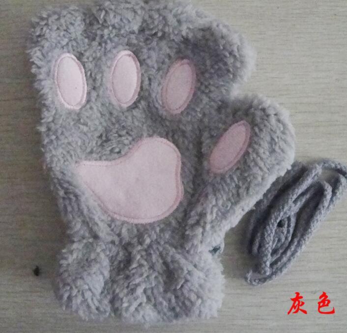 Winter Lovely Half Cover Paw Bear Cat Claw Gloves Short Finger EHAD +