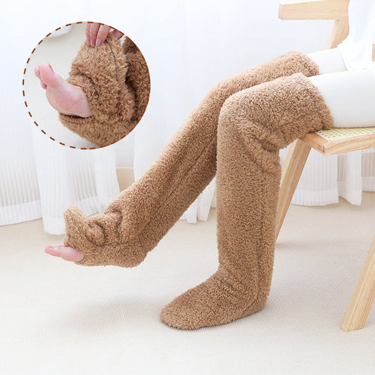 Over Knee High Fuzzy Long Socks Winter Warm Cold Leg Knee Joint Cold-proof Stockings Home Floor Sleeping Socks EHAD +