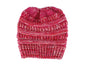 Mixed Color Knitted Wool Hat Ladies Non-labeled Ponytail Hat EHAD +